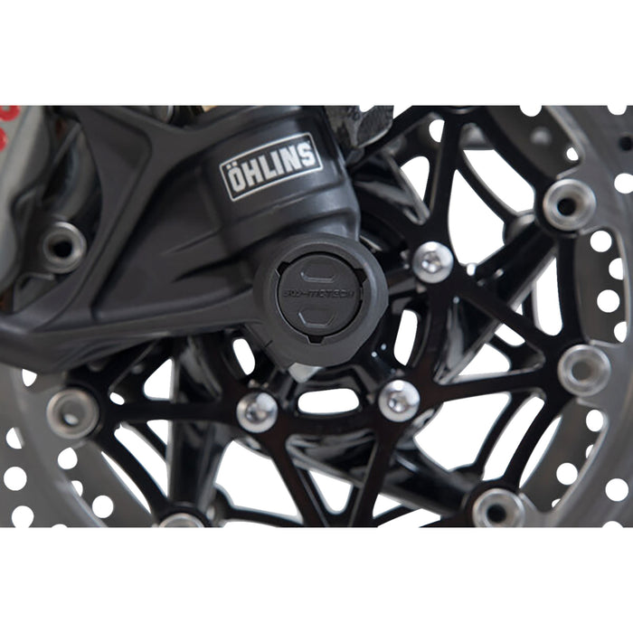 SW-MOTECH 0505-2246 STP.11.176.10001/B Front Axle Slider Axle Sliders - Front - Set - Triumph 800/1050/1200 - Yamaha 700 - Himalayan