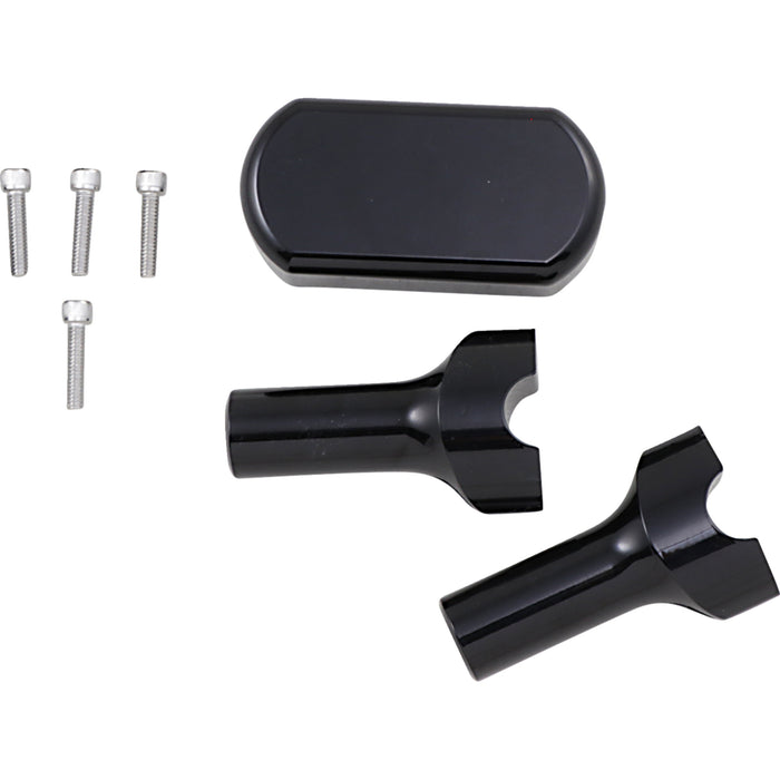 LA CHOPPERS 0602-0617 LA-7442-04B Solid Handlebar Riser & Top Clamp Kit - Risers - Solid Top - 4" - Black
