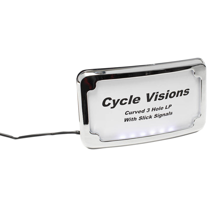 CYCLE VISIONS 2030-1270 CV4641 3-Hole Mounted LED Lighted License Plate Frame License Plate Frame - Chrome