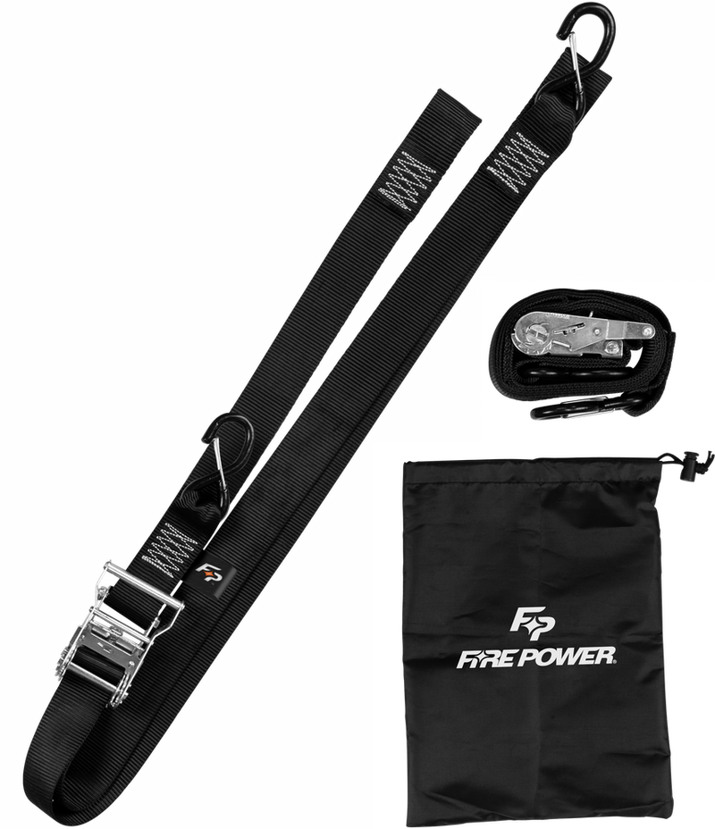 Fire Power 29-13090 A4 2" TIE-DOWN RATCHET W/SOFT-TIE 8' LONG BLACK 2/PK