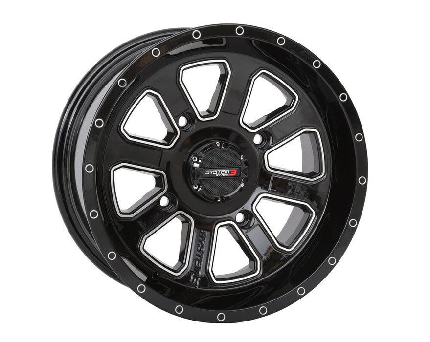 System 3 3-144137 14S3-4137 ST4 WHEEL 14X7 4+3 (+10MM) 4/137 GLOSS BLACK/MACHINED