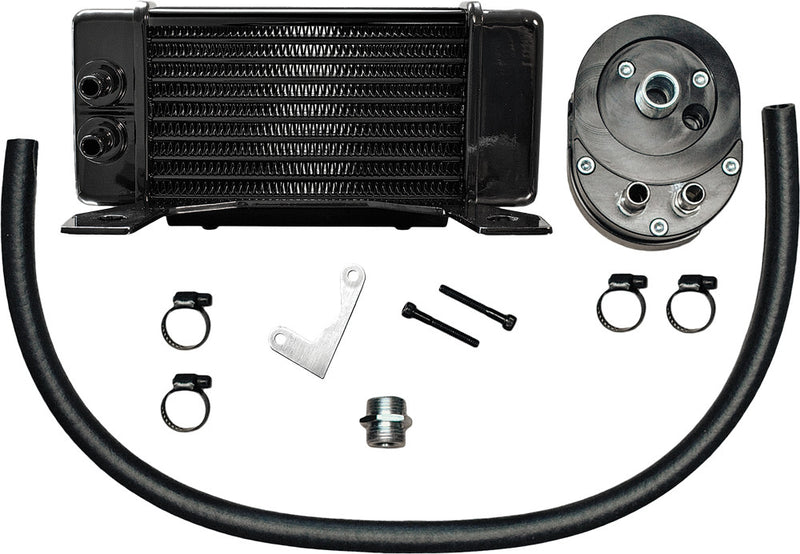 Jagg Lowmount 10-ROW OIL Cooler Black - 750-2300 For Harley Touring 1984-2008
