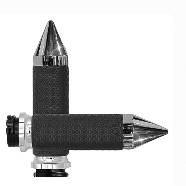 Avon Cable Throttle Memory Foam Grip Chrome - MF-63B-CH-SPK For Harley Motorcycles 1984-2018