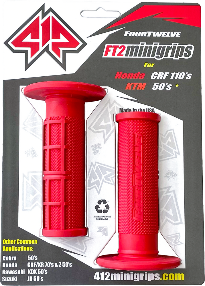 Four Twelve 19-5123 412-G203 PEE WEE / PIT BIKE MINI GRIPS 7/8" (RED)