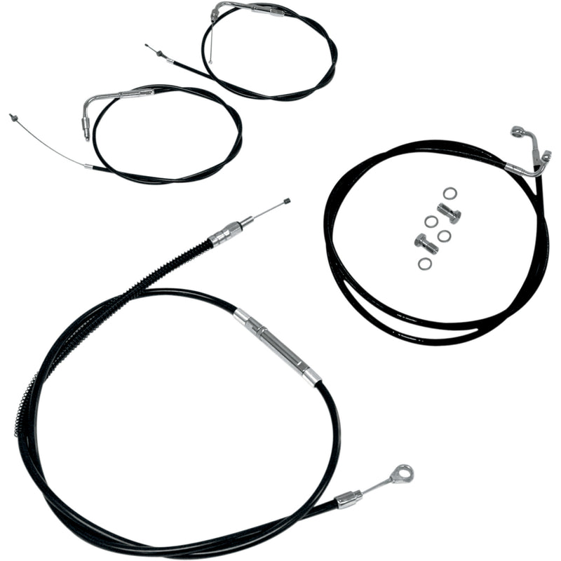 LA Choppers Standard Black Vinyl Handlebar Cable Brake Line Kit — Beach Bar Beach Bars - LA-8110KT-04B For Harley Softail 2007-2015