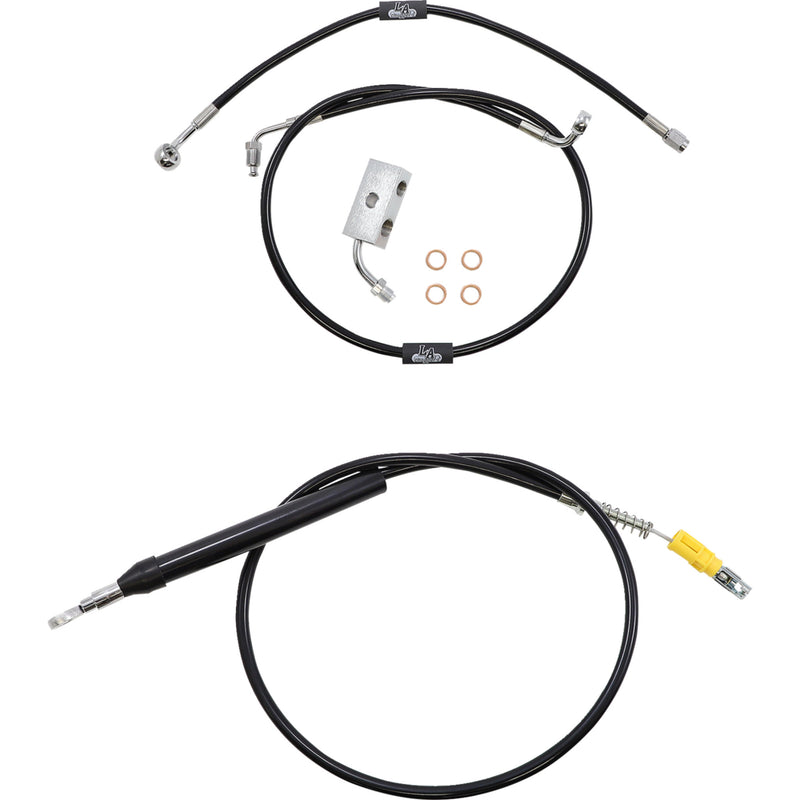 LA Choppers Standard Black Vinyl Handlebar Cable Brake Line Kit — Ape Hanger 15"-17" Ape Hangers - LA-8155KT-16B For Harley Softail 2018-2022