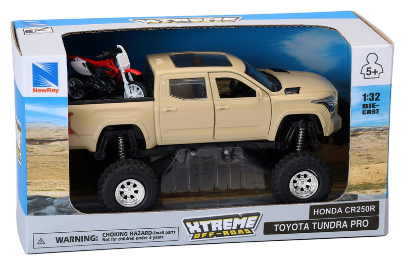 New Ray Toys 959-0199 SS-54456 REPLICA 4X4 TRUCK/DIRT BIKE MUD TUNDRA HONDA