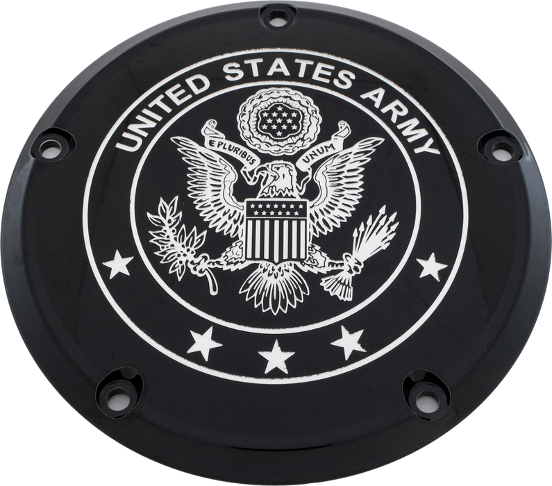 Custom Engraving 563-05027 ARM02-46BG 7 M8 FLT/FLH DERBY COVER ARMY BLACK