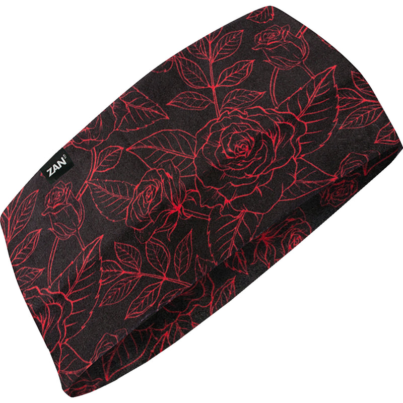 ZAN HEADGEAR 2504-0582 HBL206 SportFlex® Headband black and red roses