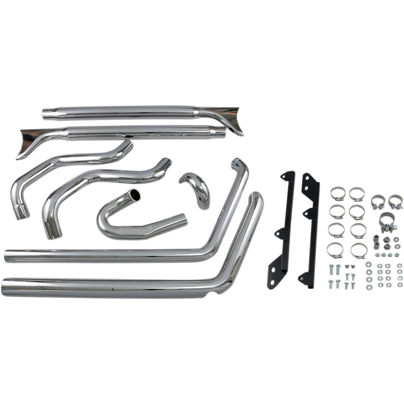 Bassani Xhaust Fishtail Duals 2-Into-2 Exhaust System - 1S46E-33 For Harley Softail 1989-2017