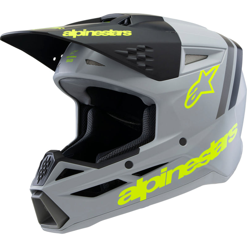 ALPINESTARS Youth SM3 Radium Helmet - Matte Gray/Black/Yellow Fluo