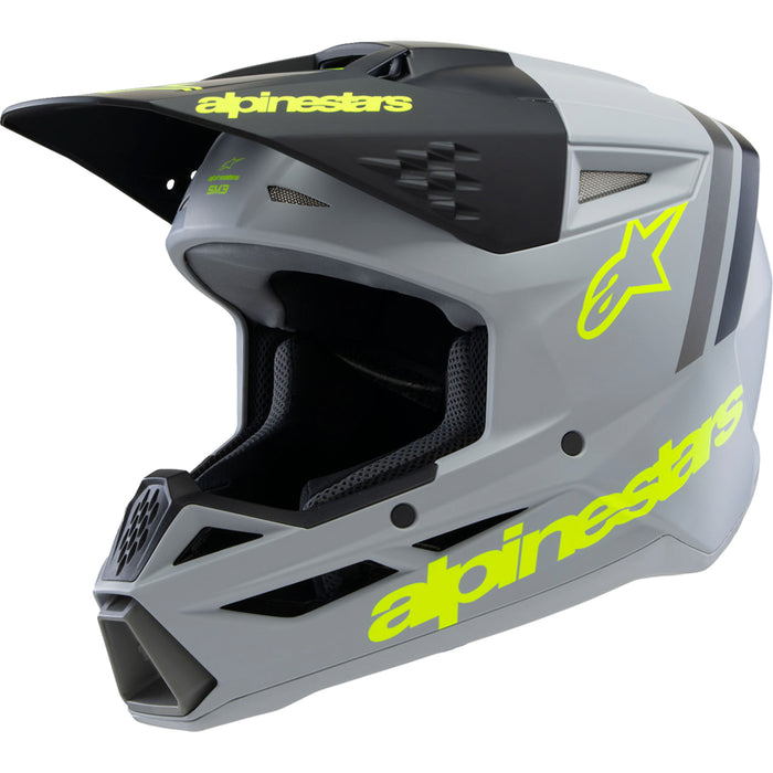 ALPINESTARS Youth SM3 Radium Helmet - Matte Gray/Black/Yellow Fluo