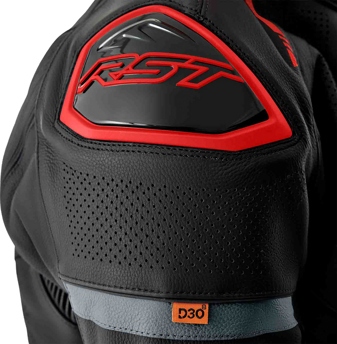 Rst 556-3605442 103605RED-42 S1 D3O LEATHER JACKET BLK/GRY/RED MD
