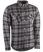 Front angle of the Marksman Flannel in grey and black