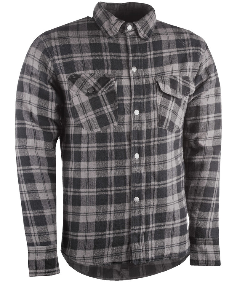 Front angle of the Marksman Flannel in grey and black