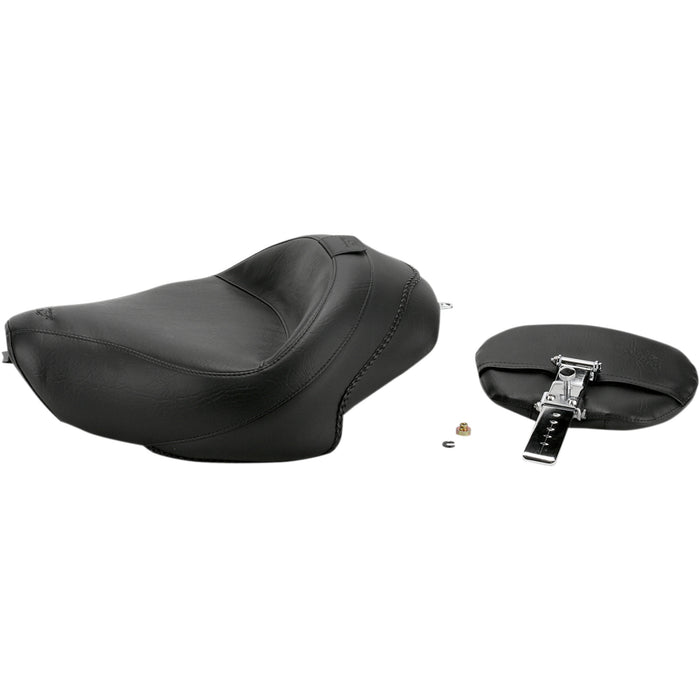 MUSTANG 0804-0308 79429 Wide Solo Seat with Removable Backrest - Vintage - Black - Smooth - XL '04-'21