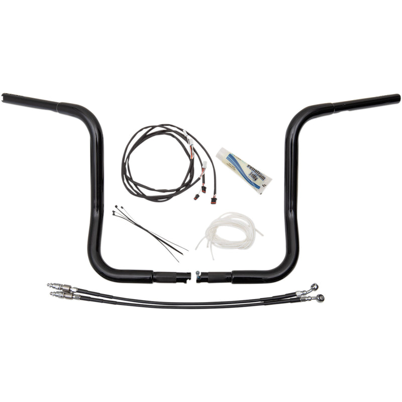 FAT Baggers INC. 1-1/4" EZ Install Round Top Handlebar Kit 14" Black - 909514-B For Harley Touring 2014-2020