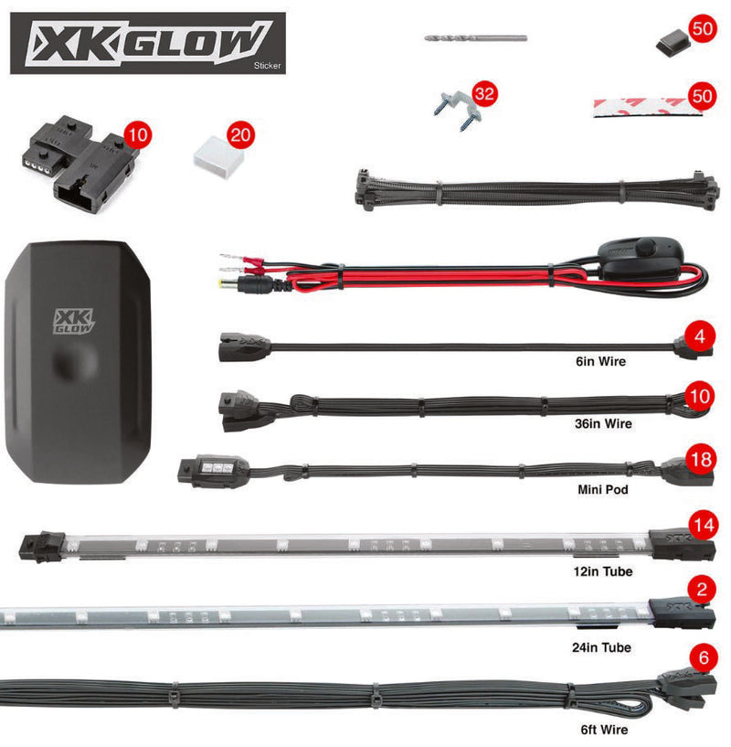 Xk Glow 34PC Xkchrome RGB UTV Kit - XK-UTV-ADV
