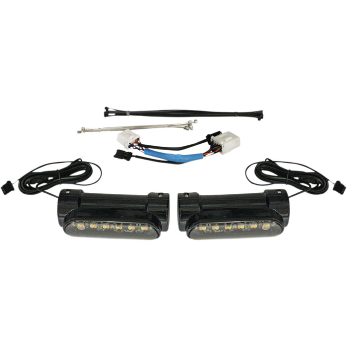 CUSTOM DYNAMICS 2040-2529 CD-CB-AW-HD-B Dynamic Amber/White Engine Guard LEDs - Engine Guard Light - '97-'13 FLH - Black