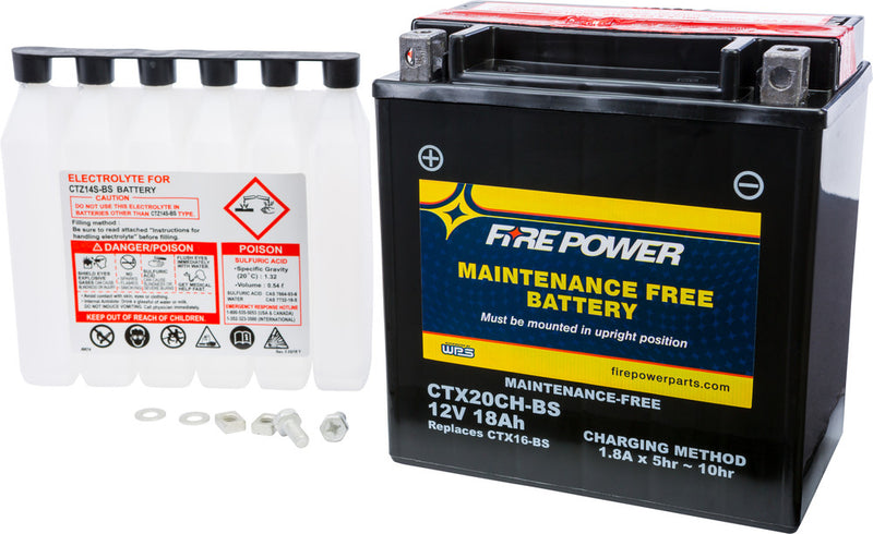 Fire Power Battery Maintenance Free - CTX20CH-BS For Polaris Snowmobiles 2010-2017 | Moto Guzzi Motorcycles 2005-2017