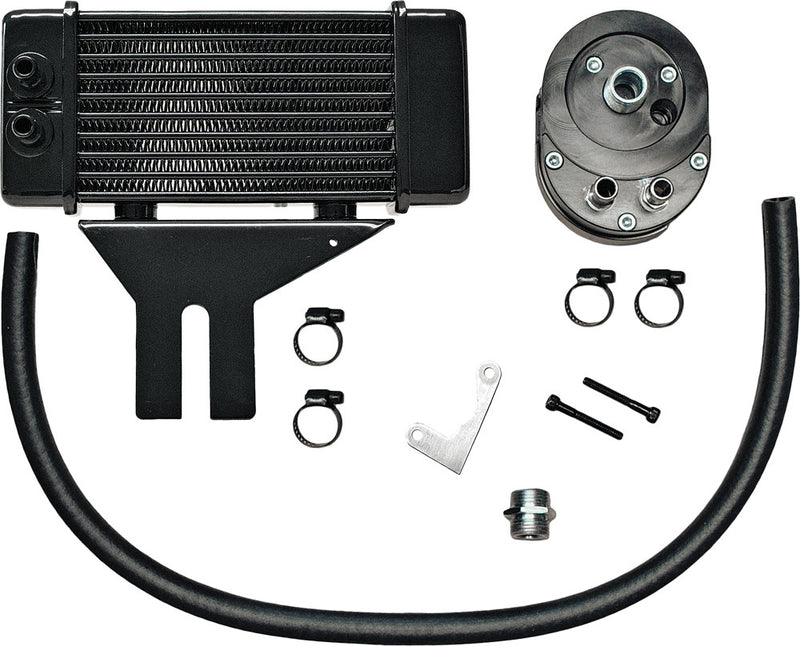 Jagg Lowmount 10-ROW OIL Cooler Black - 750-2500 For Harley Motorcycles 1991-2017