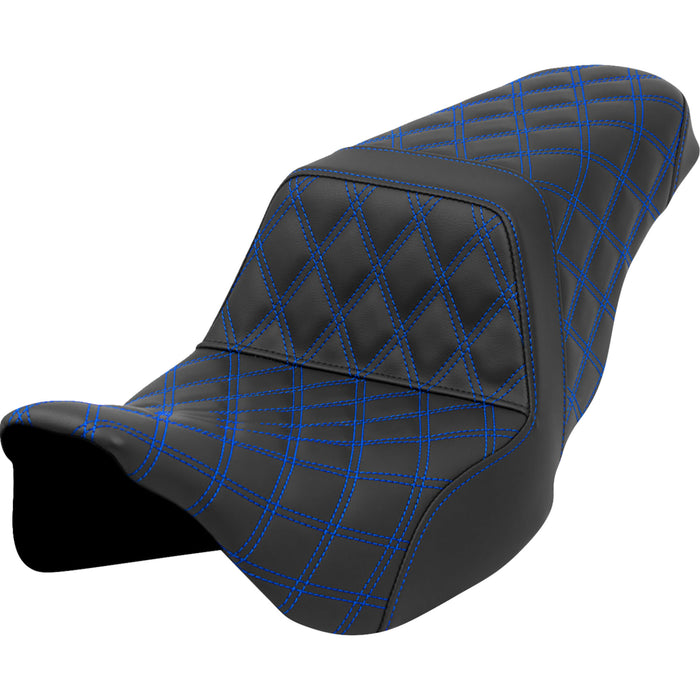 SADDLEMEN 0801-1582 A808-07B-175BLU Lattice Stitch Step-Up Seat - Blue Stitch - FLH/FLT '08-'23