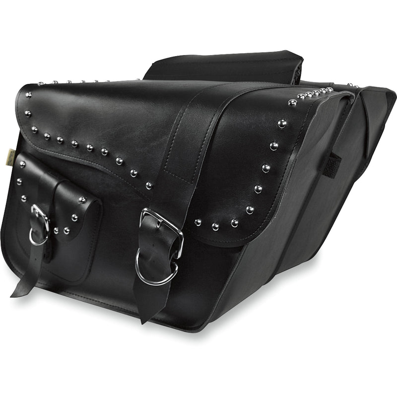 WILLIE & MAX LUGGAGE 3501-0202 58750-01 Ranger Studded Super Slant Saddlebags Ranger Studded Slant Saddlebags - Large - Black