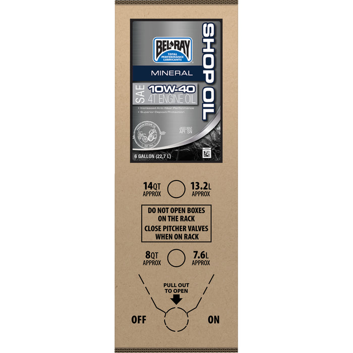 BEL-RAY 3601-0858 301290150033 Engine Oil Shop Oil - 10W-40 - 6 U.S. gal - Bag-In-Box