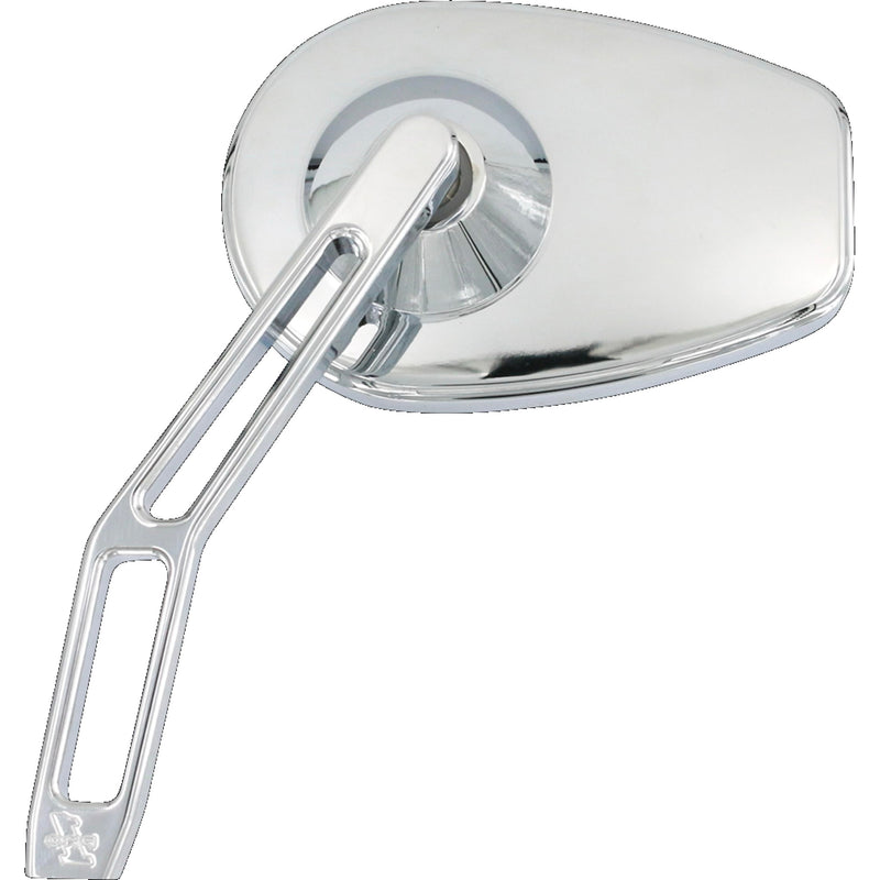 PRO-ONE PERF.MFG. 0640-1665 102100 Micro Mirror w/V2 Cut-Out Stem Mirror - Micro w/V2 Cut-Out Stem - Oval - Chrome - Left