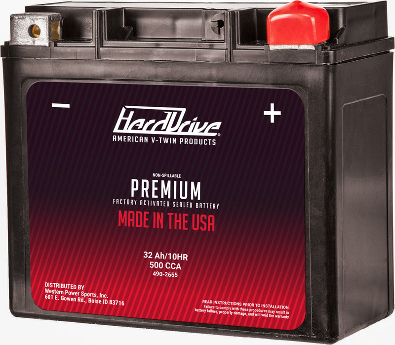 Harddrive Premium Battery GYZ32HL YIX30L CCA 500 - HRDM732GHL For Harley Touring 1997-2018