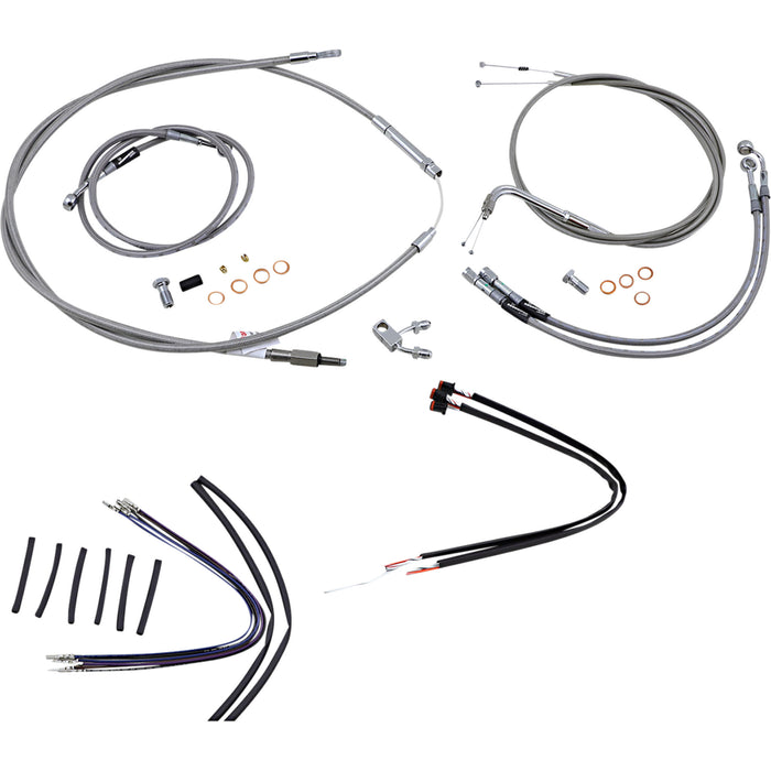 BURLY BRAND 0610-1661 B30-1128 Complete Stainless Braided Handlebar Cable/Brake Line Kit - 16" Ape Hanger Handlebars