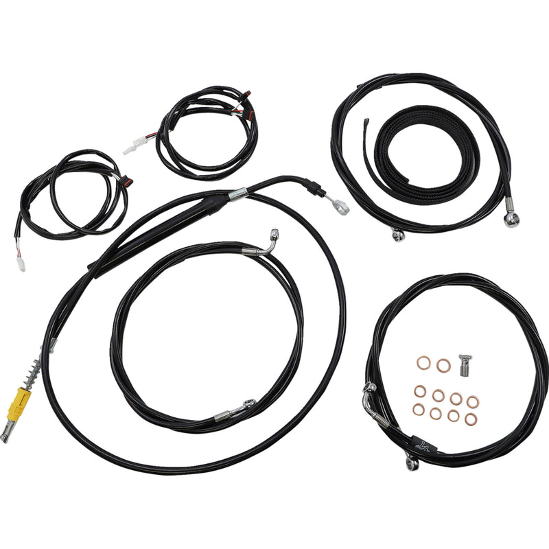 LA Choppers Complete Plug-And-Play Cable Kit 18" 20" Handlebars ABS Black - LA-8056KT3-19B For Harley Touring 2021-2022
