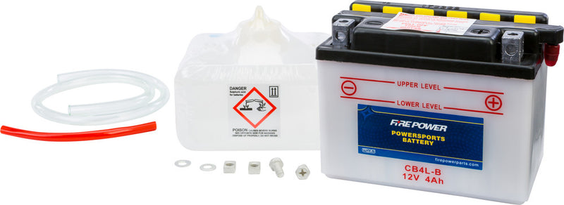 Fire Power Battery W Acid 12V Heavy Duty - CB4L-B For Aprilia 250 / 50 2000-2005 | Yamaha Zuma 1997-2001