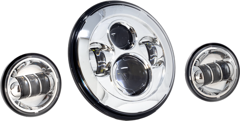 Letric Lighting Co LLC-Ilhk-7B 7" LED Hdlgt W Pass Lamps Black For Indian 2015-2024