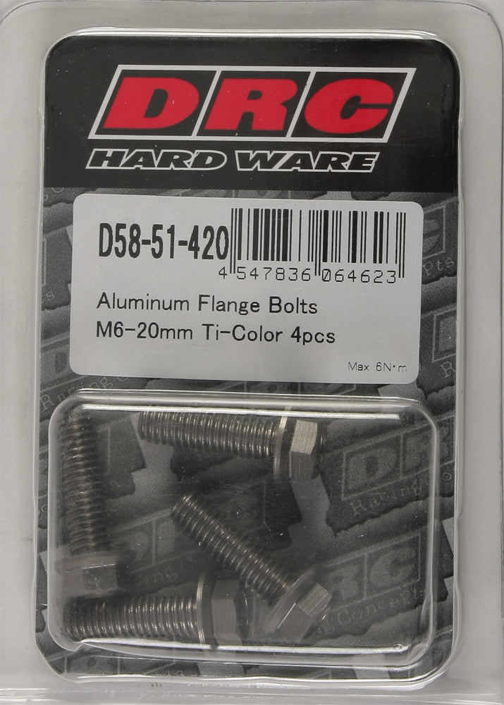 Drc 634-8320T D58-51-420 ALUMINUM FLANGE BOLTS TITANIUM M6X20MM 4/PK