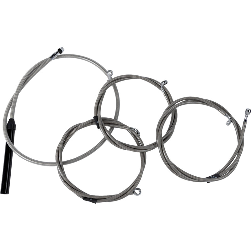 LA Choppers Complete Stainless Braided Handlebar Cable Brake Line Kit — Cable Kit Stock Bars - LA-8059KT2-08 For Harley Touring 2023-2026