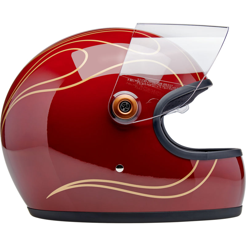 BILTWELL Gringo S Helmet Flames - Gloss Garnet Red