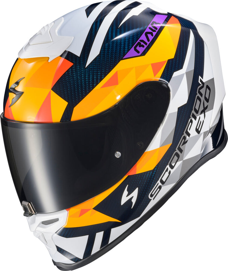 Scorpion Exo 75-1365S R1C-2113 EXO-R1 AIR FULL FACE HELMET CARBON RASTOR OR/WHT/BLUE SM