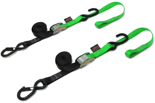 Powertye TIE-Down CAM SEC Hook Soft-TYE 1"X6' Black Green Pair - 23625-S