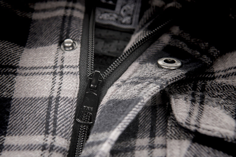 YKK zipper on the black and grey Marksman Flannel