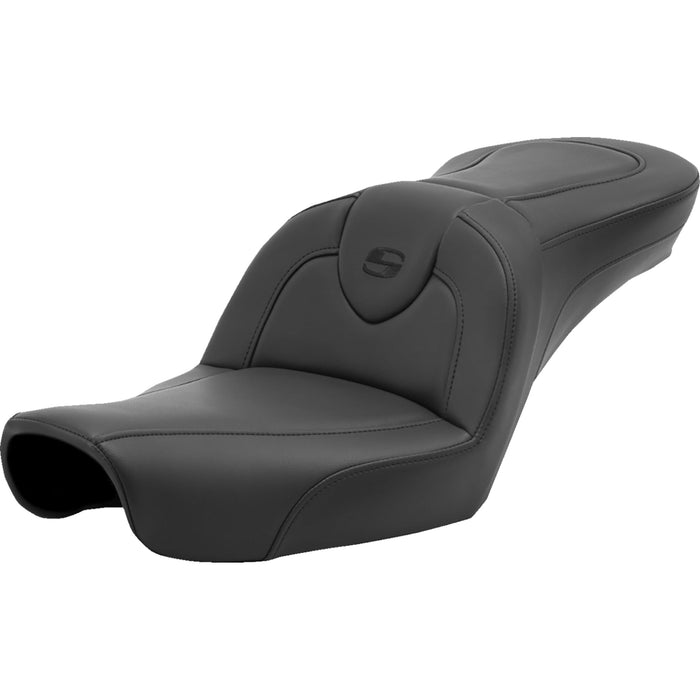 SADDLEMEN 0803-0715 896-04-187 Roadsofa™ Standard Reach Seat - without Backrest - Black/Black Stitching - FXD '96-'03