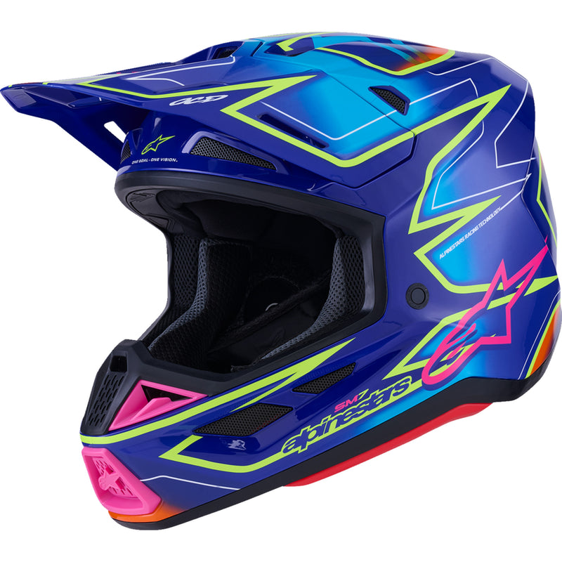 ALPINESTARS SM7 Cast Helmet - Gloss/Blue/Pink/Yellow Fluo