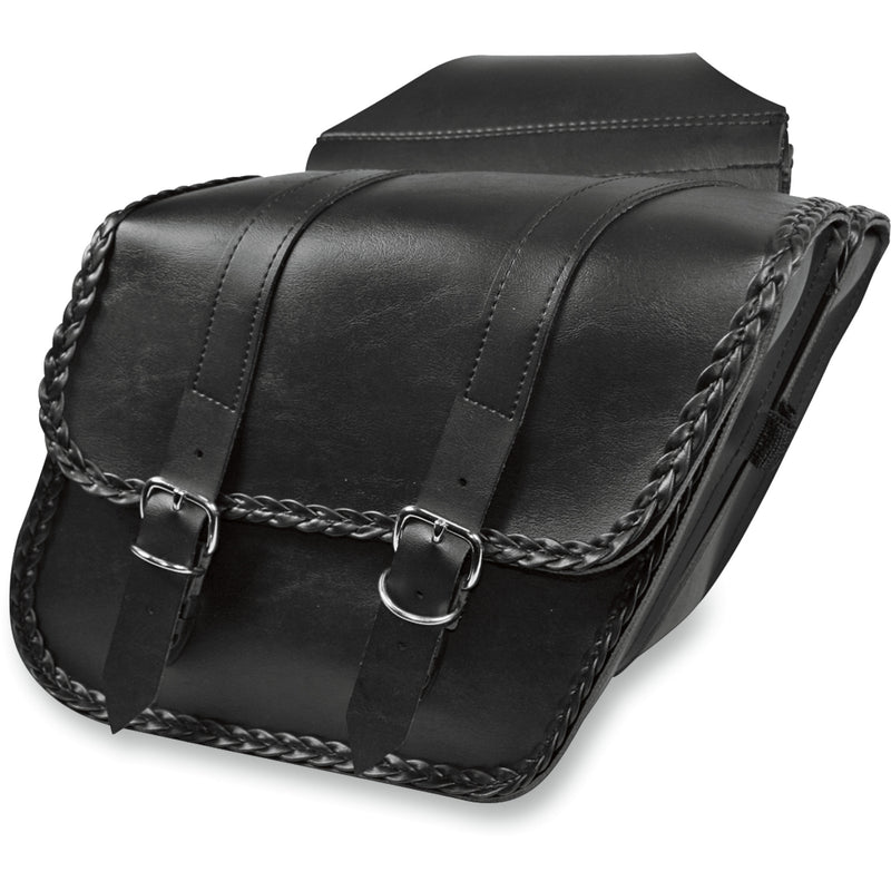 WILLIE & MAX LUGGAGE 3501-0144 58707-20 Braided Slant Saddlebags Braided Slant Saddlebag - Black - Compact