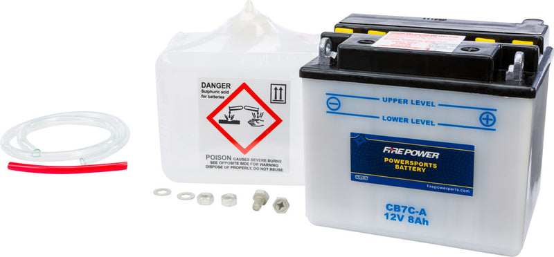 Fire Power Battery W Acid 12V Heavy Duty - CB7C-A Yamaha 125 Riva / Big Wheel 200 / 200 Trailway / 200 1985-2020
