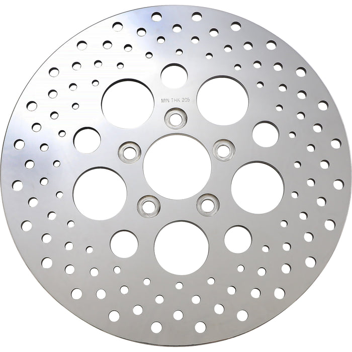 DRAG SPECIALTIES DS325092 Polished Stainless Steel Drilled Brake Rotor Drilled Brake Rotor - Rear - 11.5" - Harley-Davidson