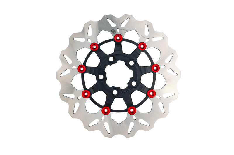 Gbrakes Rotor 11.5" Floating Wave Rear Black RED Buttons - GBDU079 For Harley Motorcycles 2000-2022
