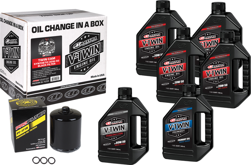 Maxima Racing Oil V-Twin SYN OIL Change Kit TC Black Filer - 90-119016PB
