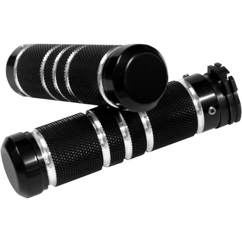 Accutronix Knurled Grooved Custom Grips Night Series - GR100-KGN For Harley Motorcycles 1980-2021