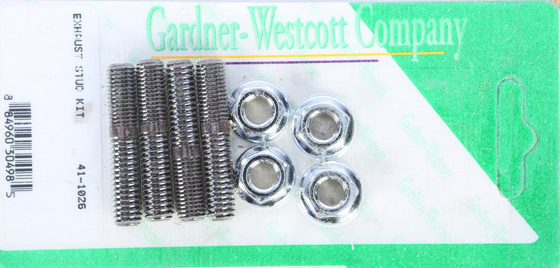 Gardner-Westcott Exhaust Stud Kit 4/PK - 41-1026 For Harley Motorcycles 1985-2017