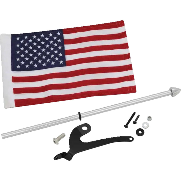 SHOW CHROME 0521-2065 41-210L Flag Pole For Can-Am RT with US Flag Flag Pole - Left - Chrome - Can-Am RT/F3